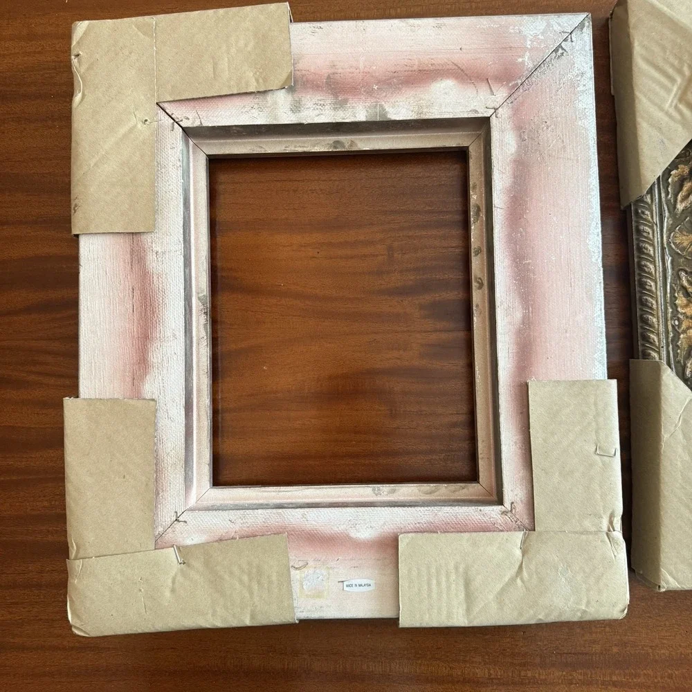 Vintage Hand carved Gilded Wood Picture Frames 8x10 Gold Silver Set of 2